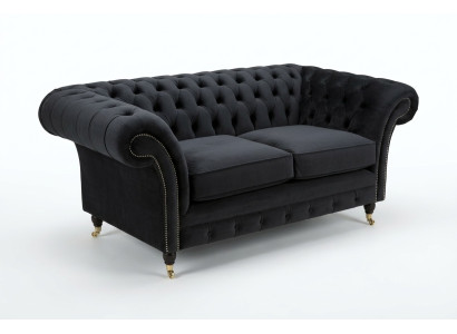 Canapé original Chesterfield JVMoebel, canapé en tissu gris 185 cm.