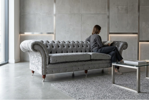 Chesterfield Gray Poslter Quatre places Designer Canapé 4 places