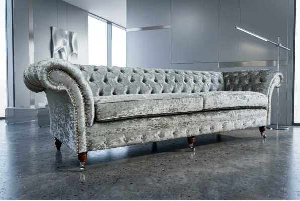 Chesterfield Gray Poslter Quatre places Designer Canapé 4 places
