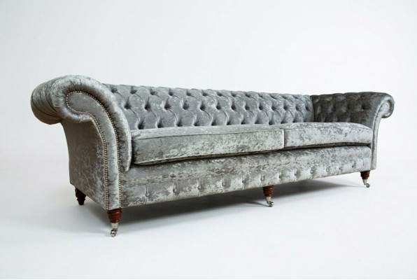 Chesterfield Gray Poslter Quatre places Designer Canapé 4 places