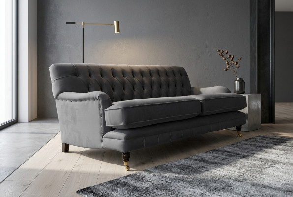 Canapé Chesterfield 3 places tapissé en tissu canapés siège salon sofa velours neuf