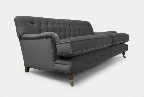 Canapé Chesterfield 3 places tapissé en tissu canapés siège salon sofa velours neuf