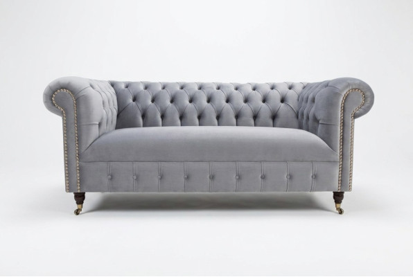 Tissu d'ameublement gris Chesterfield 3 places canapé de salon moderne