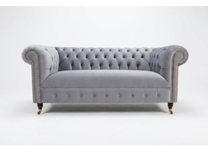Tissu d'ameublement gris Chesterfield 3 places canapé de salon moderne