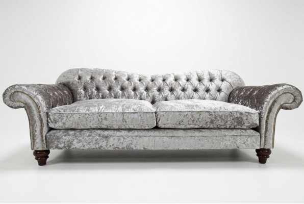 Canapé Chesterfield classique 4 places Canapé Velours Cuir Gris Design 240cm
