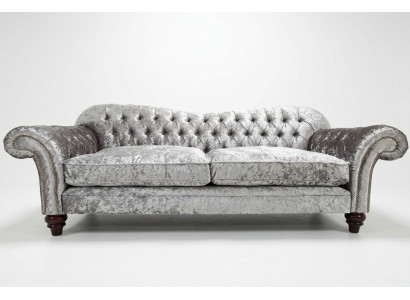 Canapé Chesterfield classique 4 places Canapé Velours Cuir Gris Design 240cm
