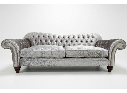 Canapé Chesterfield classique 4 places Canapé Velours Cuir Gris Design 240cm