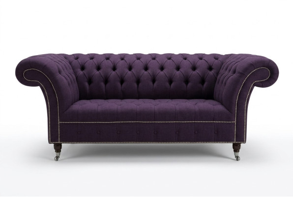 Canapé Chesterfield classique 3 places canapé sofa velours cuir design violet rembourré