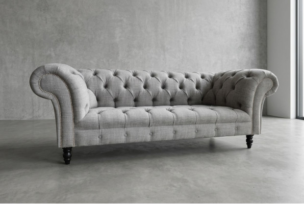 Canapé Chesterfield design 3 canapé ensemble tissu revêtement cuir Trois places Canapés