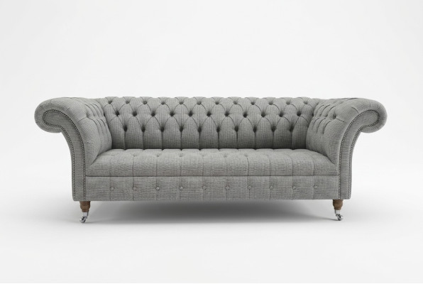 Salon Canapé Chesterfield Design Textile Canapés Canapés Trois Places Canapé Gris