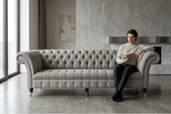 Tissu de canapé en textile Chesterfield grand canapé xxl canapés places 265cm Revêtement