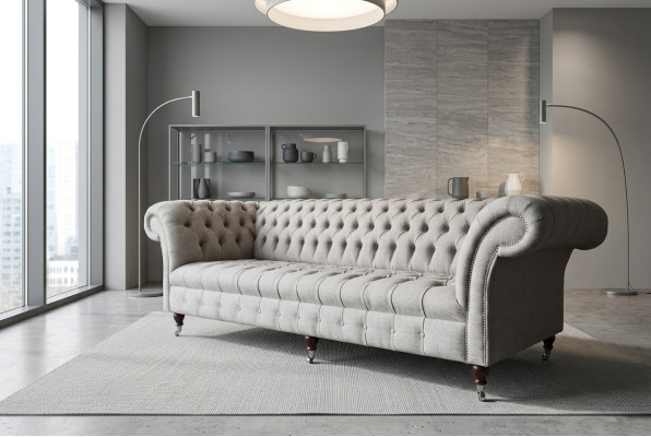 Tissu de canapé en textile Chesterfield grand canapé xxl canapés places 265cm Revêtement