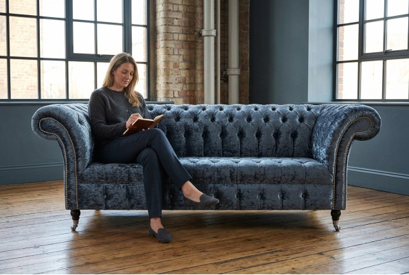 Salon Canapé Chesterfield Design Textile Canapés Trois Places Gris