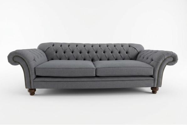 Canapé moderne Chesterfield Canapé 4 places Canapés Velours Cuir Design Gris