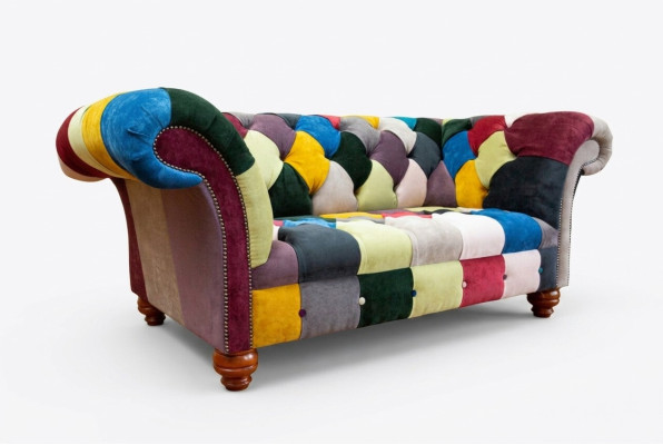 Conception moderne Canapé 2 places Chesterfield coloré Revêtement en tissu Design