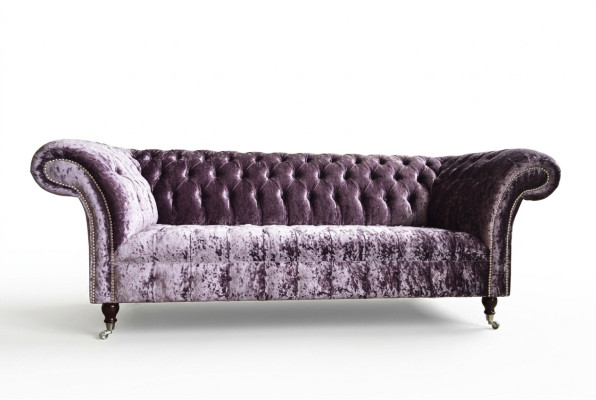 Élégant canapé 3 places chesterfield violet élégant pour salon de luxe