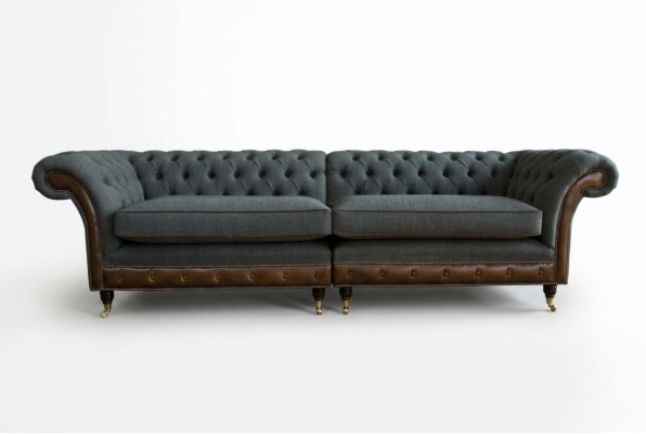 Canapé Chesterfield Canapé Tissu 265cm Coussin de Siège Quadruple 