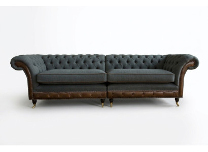 Canapé Chesterfield Canapé Tissu 265cm Coussin de Siège Quadruple 