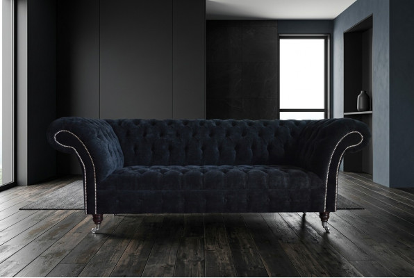 Canapé de salon de luxe 3 places style Chesterfield noir