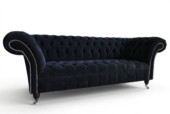 Canapé de salon de luxe 3 places style Chesterfield noir