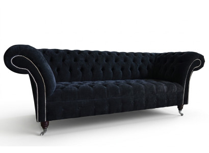 Canapé de salon de luxe 3 places style Chesterfield noir