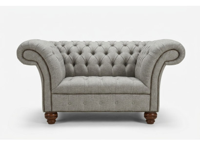 Fauteuil design Chesterfield 1,5 places en tissu canapé lounge gris velours