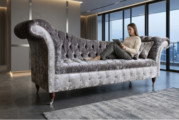 Canapé Chesterfield 3 places design gris Designer revêtement de canapé en tissu sofas design