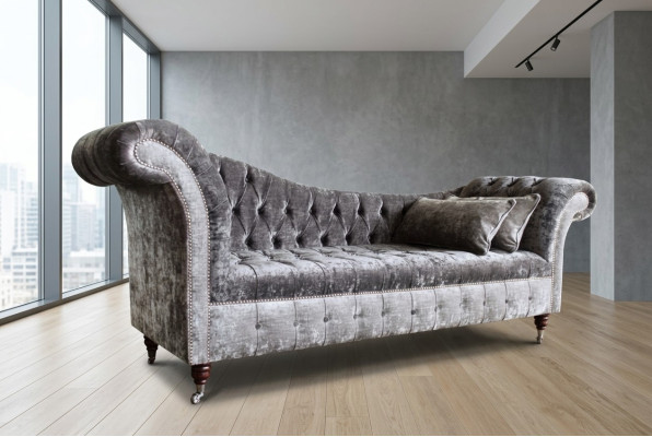 Canapé Chesterfield 3 places design gris Designer revêtement de canapé en tissu sofas design