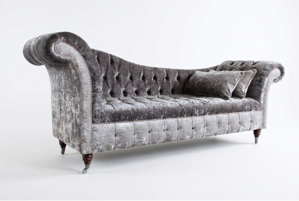 Canapé Chesterfield 3 places design gris Designer revêtement de canapé en tissu sofas design