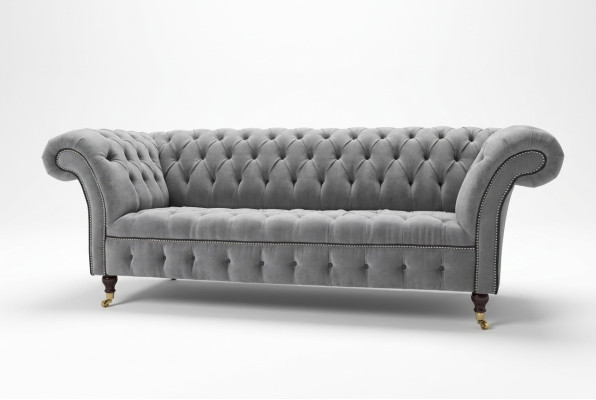 Élégant canapé de salon de luxe Chesterfield gris 3 places