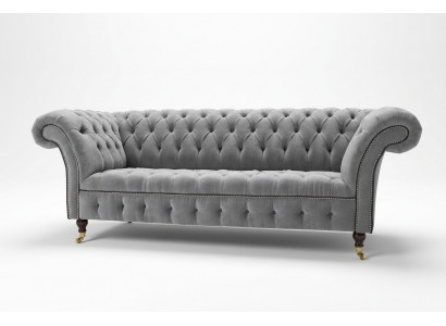 Élégant canapé de salon de luxe Chesterfield gris 3 places