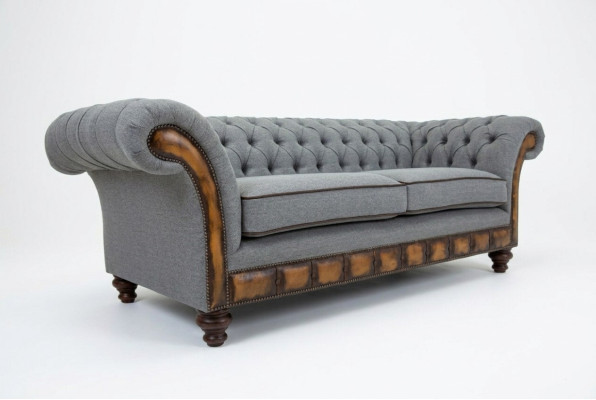 Canapé Chesterfield gris-brun Designer Salon 3 places