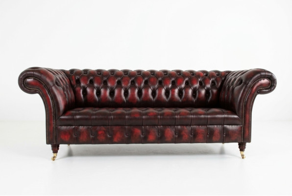 Bordaux Chesterfield canapé trois places de luxe pour le salon