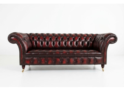 Bordaux Chesterfield canapé trois places de luxe pour le salon