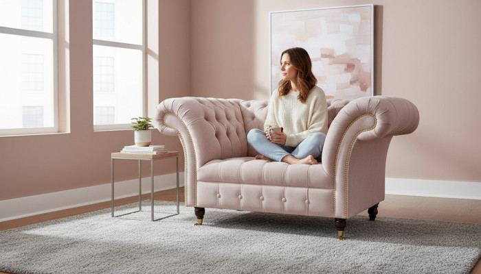 Fauteuil Chesterfield Canapé de télévision 1 place Sofa en tissu Neuf rembourrage textile