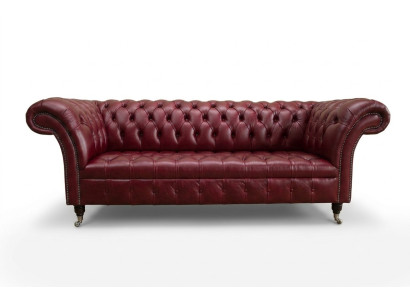 Canapé trois places design de style Chesterfield rouge, canapé trois places de luxe