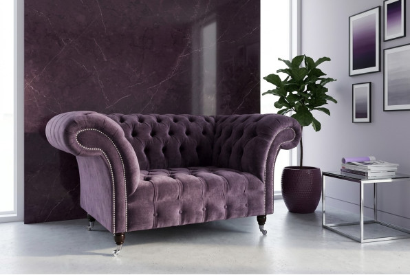 Fauteuil Chesterfield canapé rembourré sofa banquettes 1,5 places fauteuil une place textile violet
