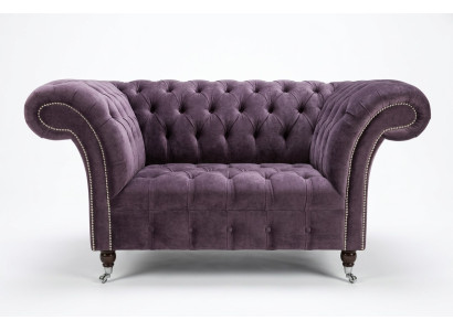 Fauteuil Chesterfield canapé rembourré sofa banquettes 1,5 places fauteuil une place textile violet