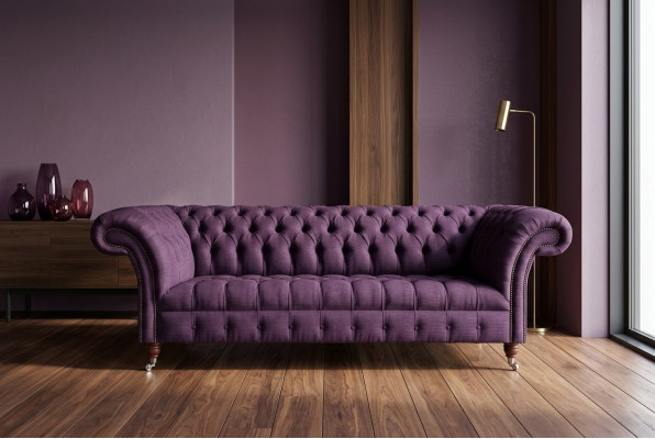 Moderne canapé trois places Chesterfield violet pour le salon