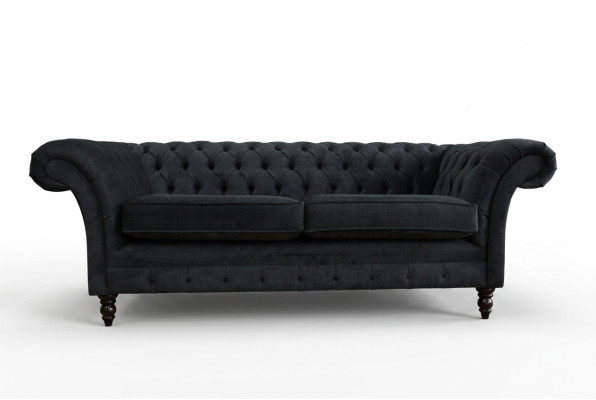 Elégant canapé Chesterfield noir design 3 places couchage de luxe