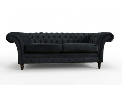 Elégant canapé Chesterfield noir design 3 places couchage de luxe