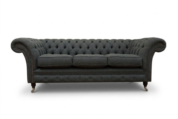Canapé capitonné Chesterfield noir designer 3 places Canapé de salon