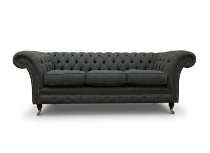 Canapé capitonné Chesterfield noir designer 3 places Canapé de salon