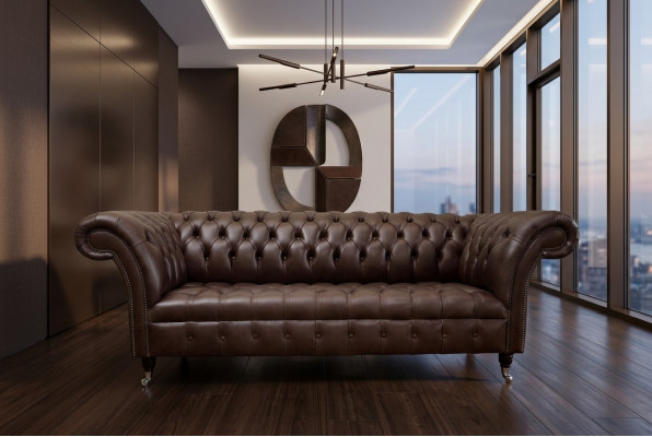 Canapé Chesterfield marron Canapé de luxe Canapé tapissé de designer