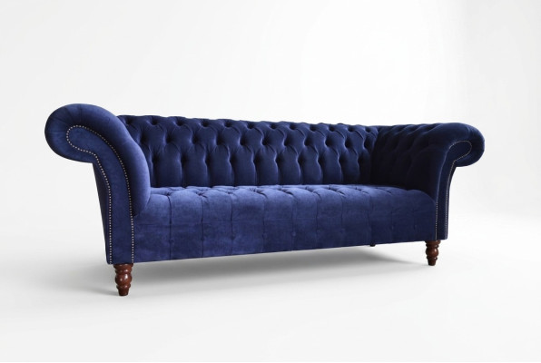 Canapé Chesterfield bleu Design Upholstery Canapés Canapés Tissu Textile en Cuir