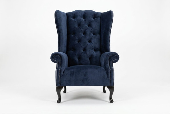 Fauteuil Chesterfield bleu, canapé, fauteuil 1 place, canapé en textile.