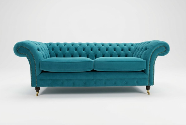 Canapé Chesterfield turquoise Designer 3 places Canapé de luxe pour salon