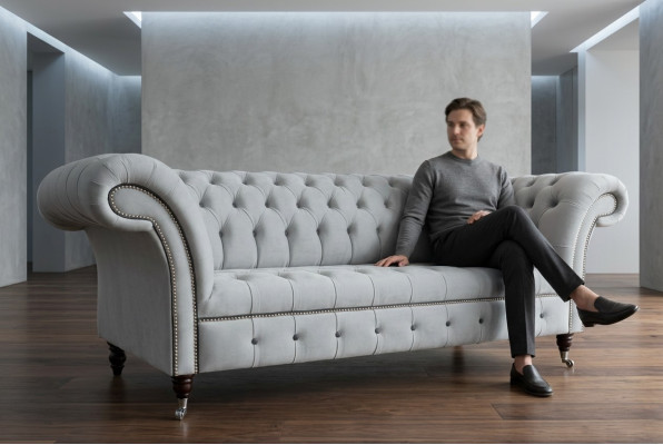 Canapé trois places moderne Chesterfield design blanc