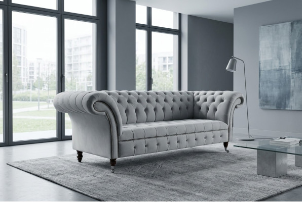 Canapé trois places moderne Chesterfield design blanc