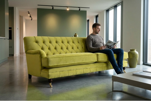 Canapé Chesterfield 3 places design canapé sofa en tissu trois places.